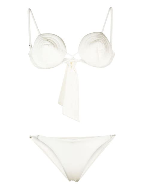 Noire Swimwear Tonal Stitch Detail Bikini Set White FARFETCH UK