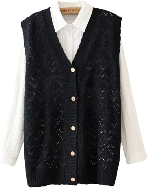 Womens V Neck Knitting Vest Button Sleeveless Sweater Cardigan Vest Uk Fashion