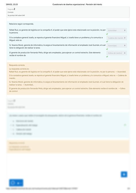 Solution Cuestionario De Dise Os Organizacional Revisi N Del Intento