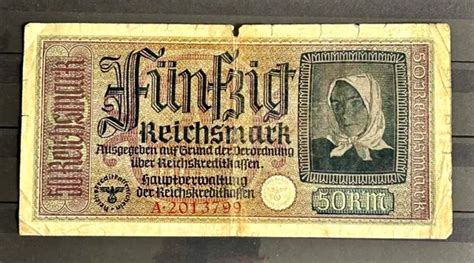 Germany Rd Reich Ww Banknote Reichsmark Ser A Good