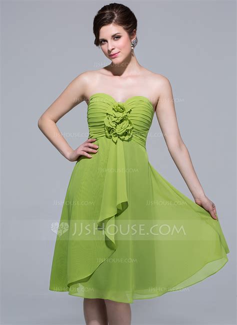 A Lineprincess Sweetheart Knee Length Chiffon Bridesmaid Dress With