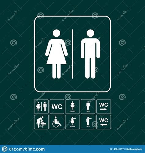 Sistema Del Icono De La Placa De La Puerta Del Wc Del Retrete Muestra