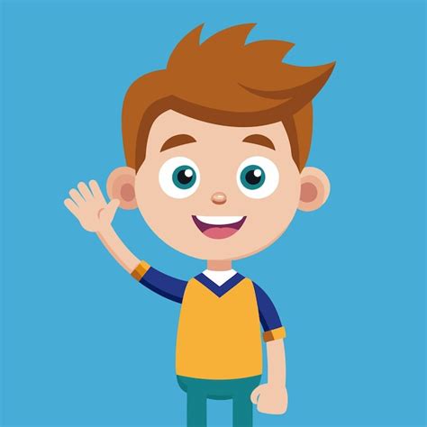 Boy Waving Hand Vector Cartoon Illustration Premium Ai Generated Image