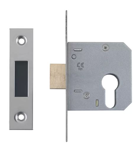 Smith And Locke Fire Rated Nickel Plated Euro Profile Deadlock 64mm Case 44mm Backset Screwfix