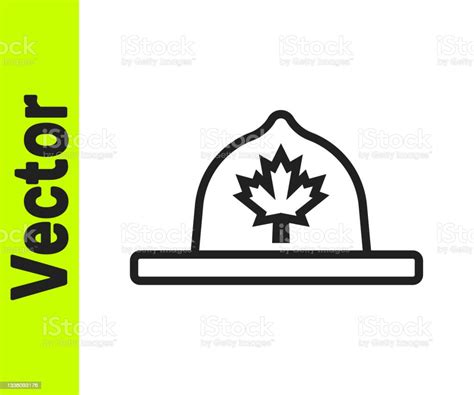 Black Line Canadian Ranger Hat Uniform Icon Isolated On White