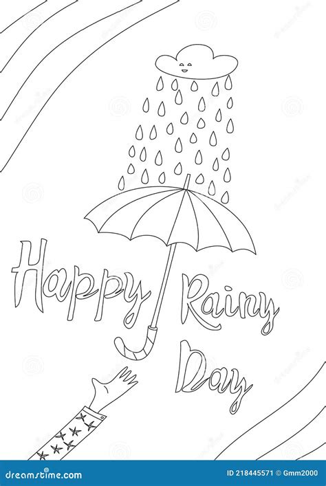 Rainy Day Coloring Page For Kids Cartoon Vector | CartoonDealer.com ...