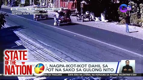 Tricycle Nagpa Ikot Ikot Dahil Sa Pumulupot Na Sako Sa Gulong Nito