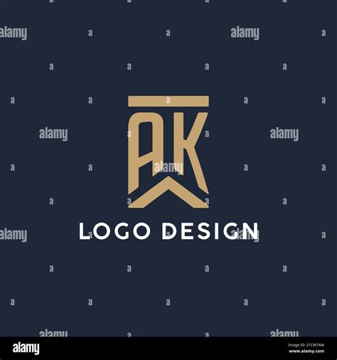 Ak Initial Monogram Logo Design In A Rectangular Style With Curved Side