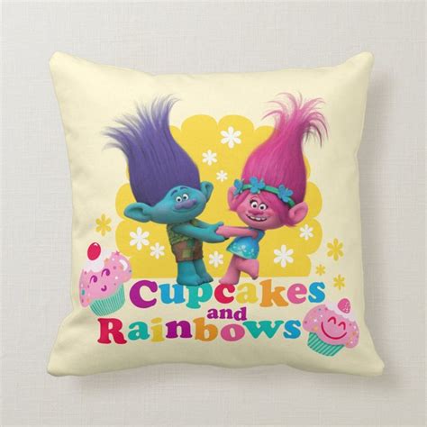 Trolls Poppy Branch Cupcakes And Rainbows Throw Pillow Zazzle