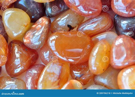 Orange Carnelian Tumbled Stone Crystal Stock Photo Image Of Pale