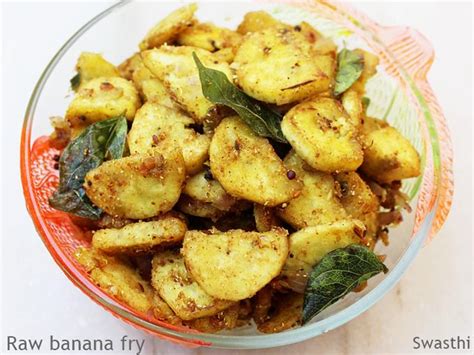 Raw Banana Fry Aratikaya Fry Swasthi S Recipes