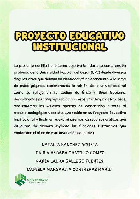 Calam O Cartilla Proyecto Educativo Institucional Catedra Upecista