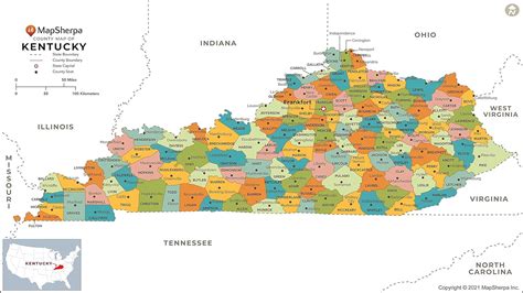 Kentucky Counties Map - Extra Large - 60" x 33.75" Laminated : Amazon ...