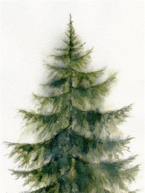 Christmas Tree Printable Wall Art Evergreen Fir Tree Watercolor