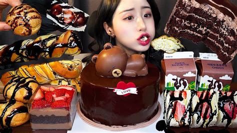 파리바게트 초콜릿 케이크 먹방 Asmr Mukbang 🍫 귀엽고 맛있고 혼자 다 해 Ft초코슈 딸기 샌드위치ㅣchocolate