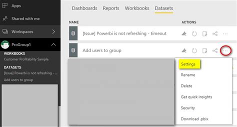 Dataset Settings Microsoft Power Bi Community