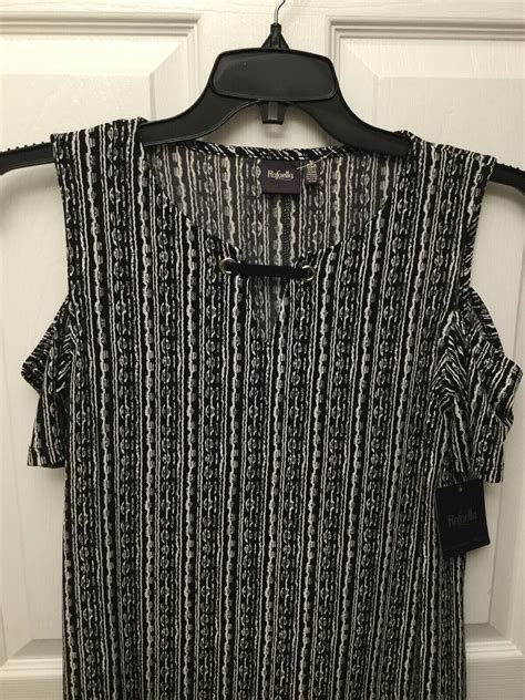 Womens Rafaella Black White Short Sleeve Cold Shoulder Knit Top Size S