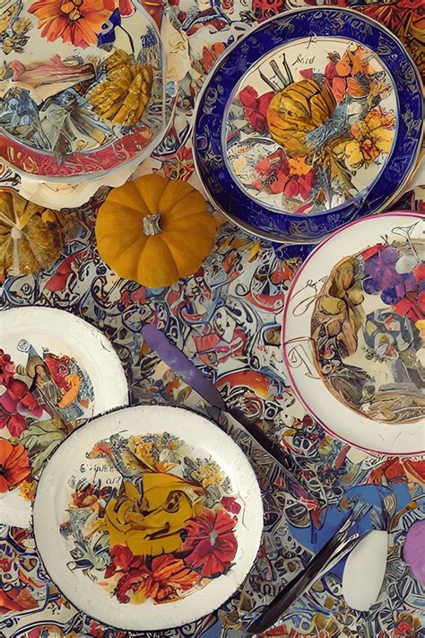 Antique Thanksgiving Plates Create Art · Creative Fabrica