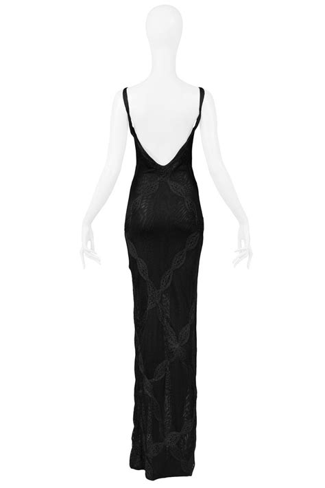 Vintage Christian Dior By John Galliano Black Lace Asymmetrical Gown At