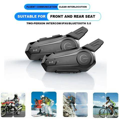 2Pcs Bluetooth Intercom Motorcycle Helmet Bluetooth Headset For 2 Rider