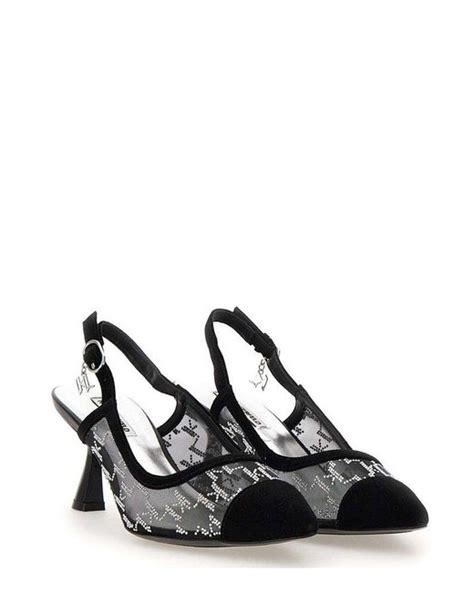 Karl Lagerfeld Pointed Toe Slingback Pumps In Black Lyst