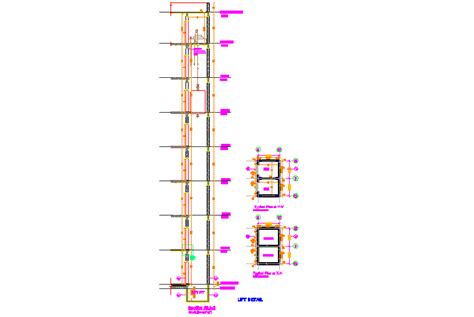 Lift plan and section detail dwg file - Cadbull