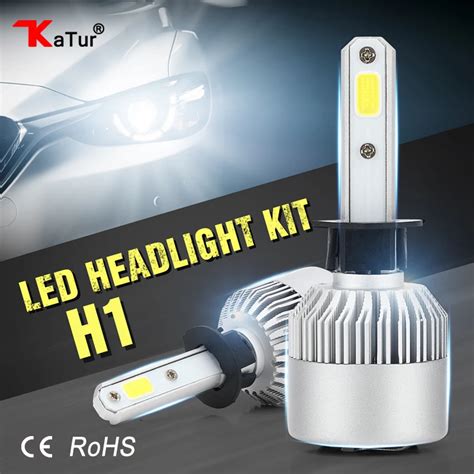 Katur 2pcs H1 COB LED Car Headlights Kit 80W 8000lm Front Fog Light