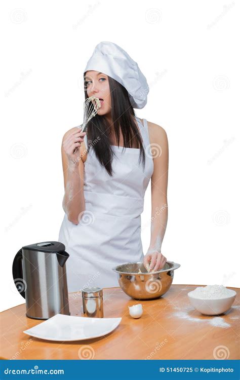 Sexy Woman In Chef Uniform Knead The Dough Stock Photo Image 51450725