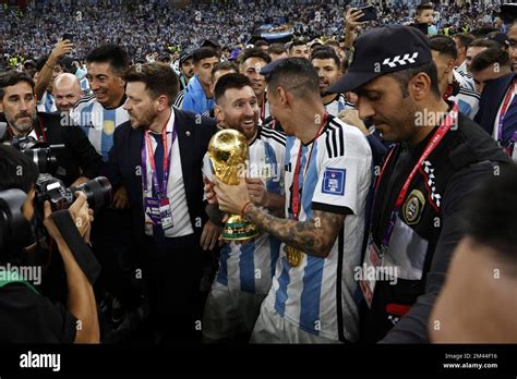 AL DAAYEN Lionel Messi Of Argentina And Angel De Maria Of Argentina