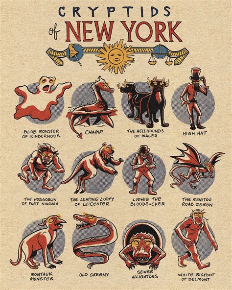 Famous Cryptids Of New York 11 X 14 Print Etsy Uk