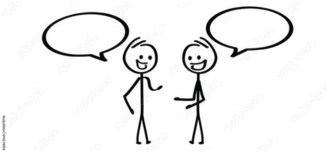 Two Cartoon Stickman Stick Figure Man Dialogue Speaking People Icon