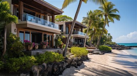 Premium Photo | Row of Three Luxurious Beachfront Villas Photography