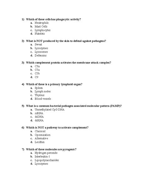 HUBS191 Innate Immunity MCQ S Which Of These Cells Has Phagocytic