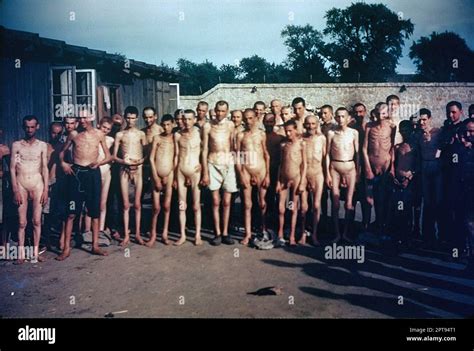 Naked Survivors Of Mauthausen Concentration Camp After Its Liberation