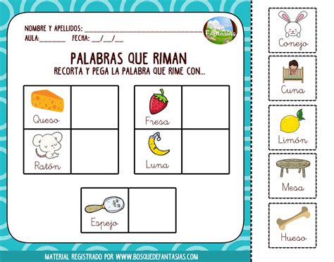 Cuadernillo Con Fichas Recortables Para Aprender A Rimar