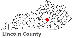 Lincoln County on the map of Kentucky 2024. Cities, roads, borders and directions in Lincoln ...