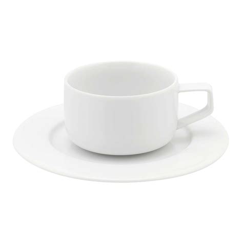 Taza de café M con platillo de porcelana en blanco Ø 14 7 x 4 8 cm