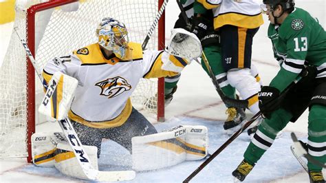 Saros Makes Career Best 43 Saves Predators Beat Stars