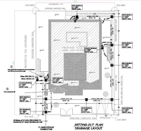 Drainage Layout Plan CAD Drawing With Detailed Outlining In DWG File