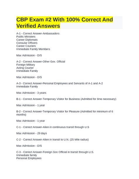 Cbp Exam With Correct And Verified Answers Exams Advanced