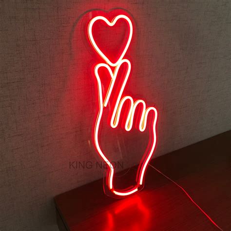 Hand And Heart Symbol Neon Sign Gesture Love Led Neon Handmade Etsy