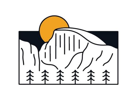 Premium Vector Half Dome Yosemite National Park Mono Line Graphic