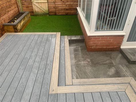 Garden Makeover With Porcelain Paving Patio And Composite Decking