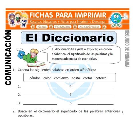 Ficha De El Diccionario Segundo De Primaria Graphic Organizers