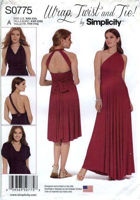 Simplicity 0775 Misses Knit Wrap And Tie Dress In Two Lengths Tie