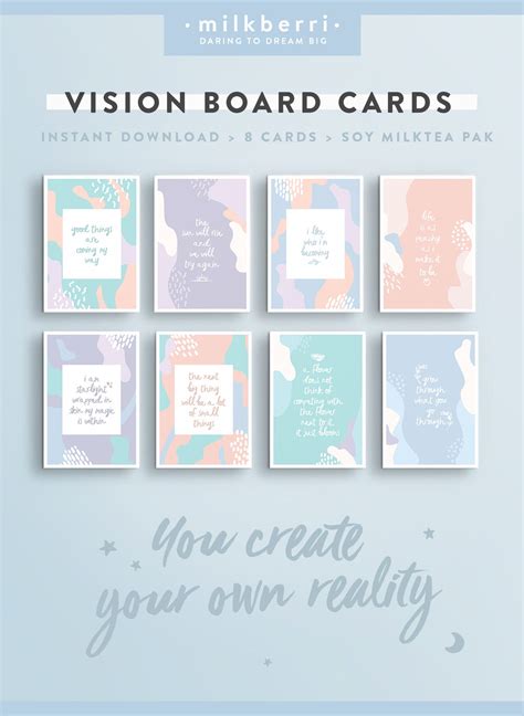 Vision Board Quote Cards 6 Quote Print Cute Vision Board Etsy