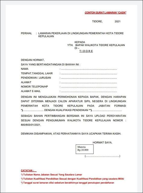 Contoh Surat Lamaran Kerja Kontrak Di Pemerintah Kota Makassar Surat