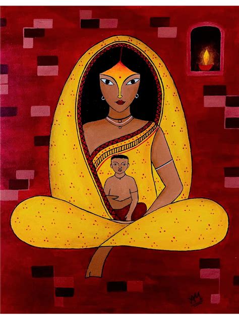 Mothers Love Acrylic On Canvas Arpa Mukhopadhyay Exotic India Art