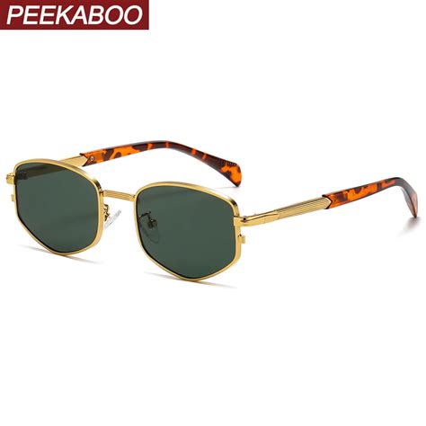 Peekaboo Metal Frame Retro Sunglasses For Women Rhombus Small Male Sun