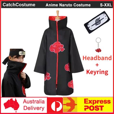 NARUTO AKATSUKI ROBE Cloak Itachi Uchiha Costume Anime Cosplay Headband